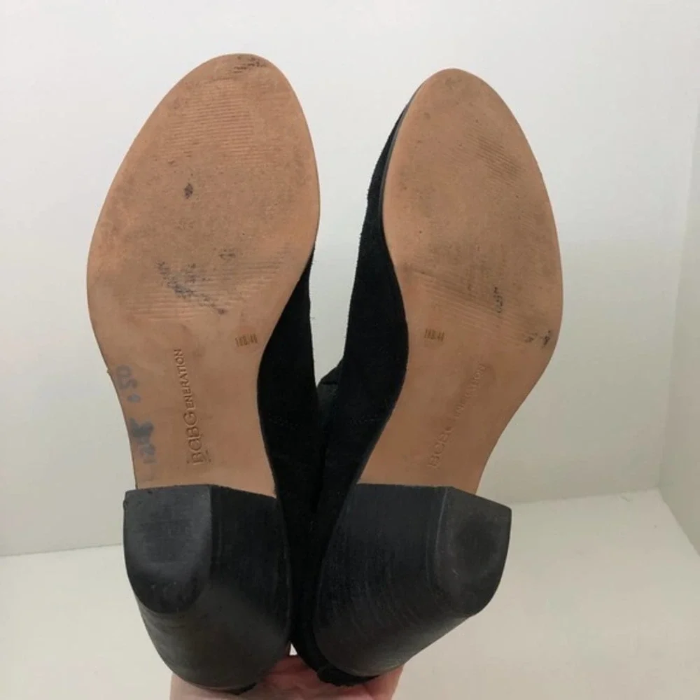 BCBG generation black stacked heel booties leather